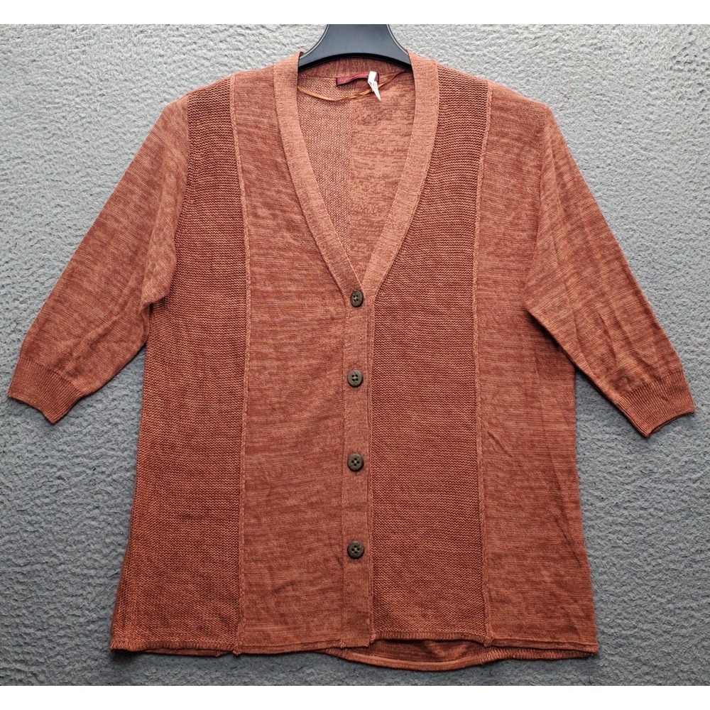 Lefton Houston Cardigan Sweater Womens XS Multi Knit 3/4 Sleeve Button Front